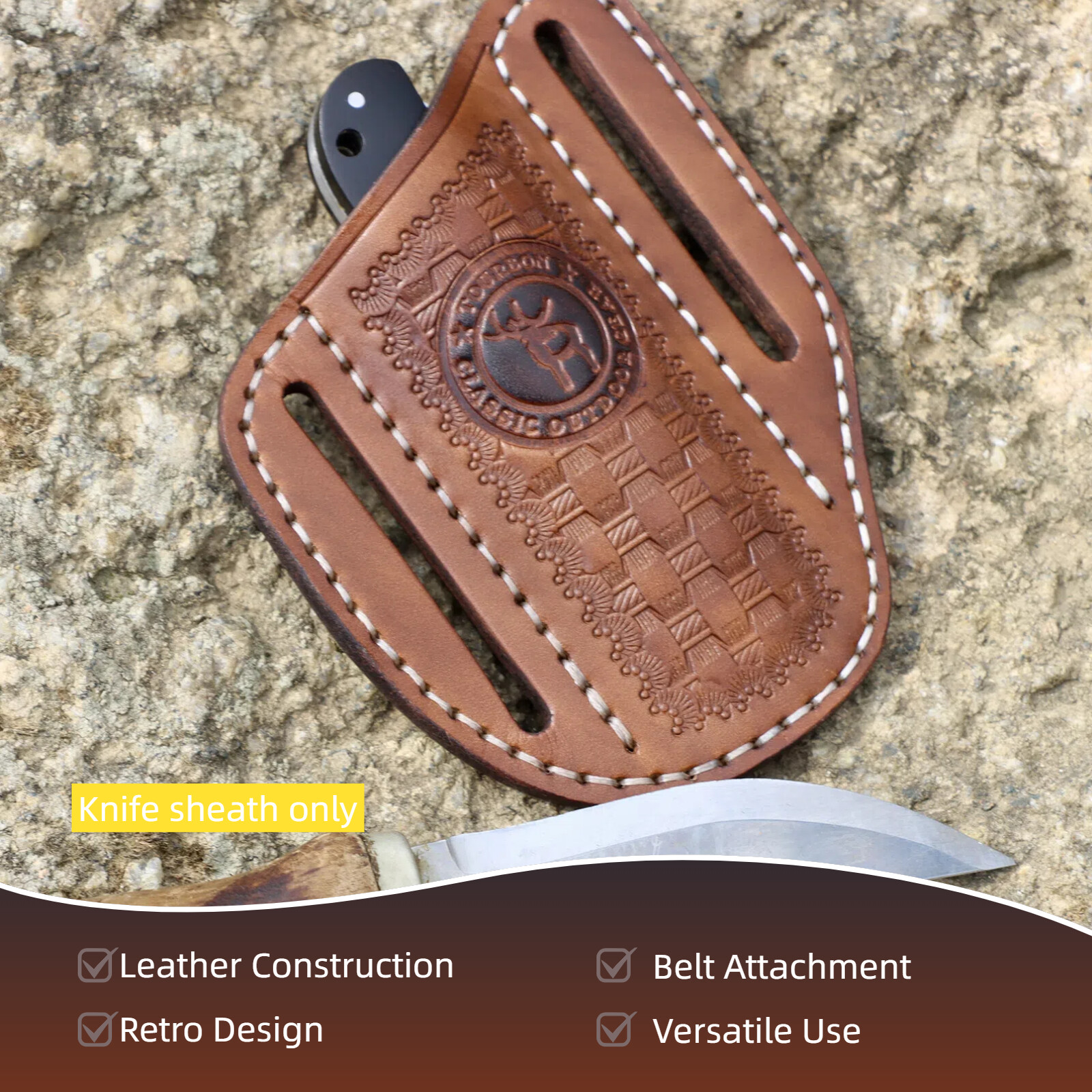 Leather Knife Sheath Belt Carry Pouch EDC Folding Pliers Tools Pocket