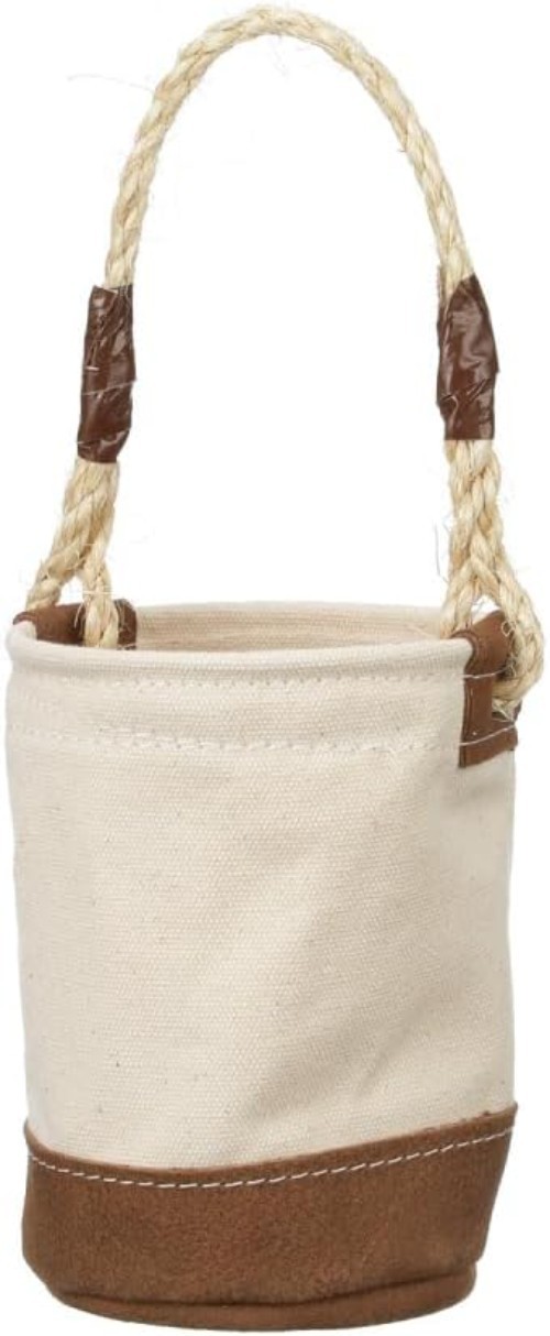 Mini Tool Bucket Natural Canvas Leather Bottom Small Utility Organizer