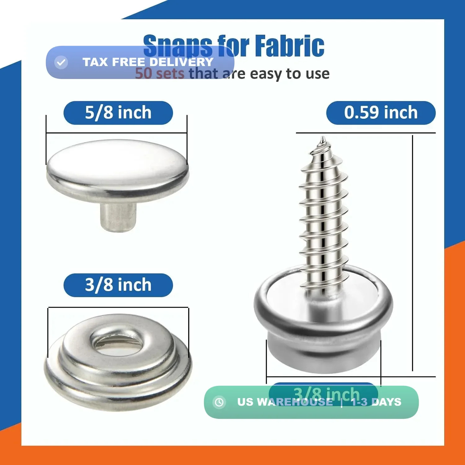 150 PCS Canvas Snap Fastener Tool Set, Vutim Marine-Grade 3/8″ Stainless Steel S