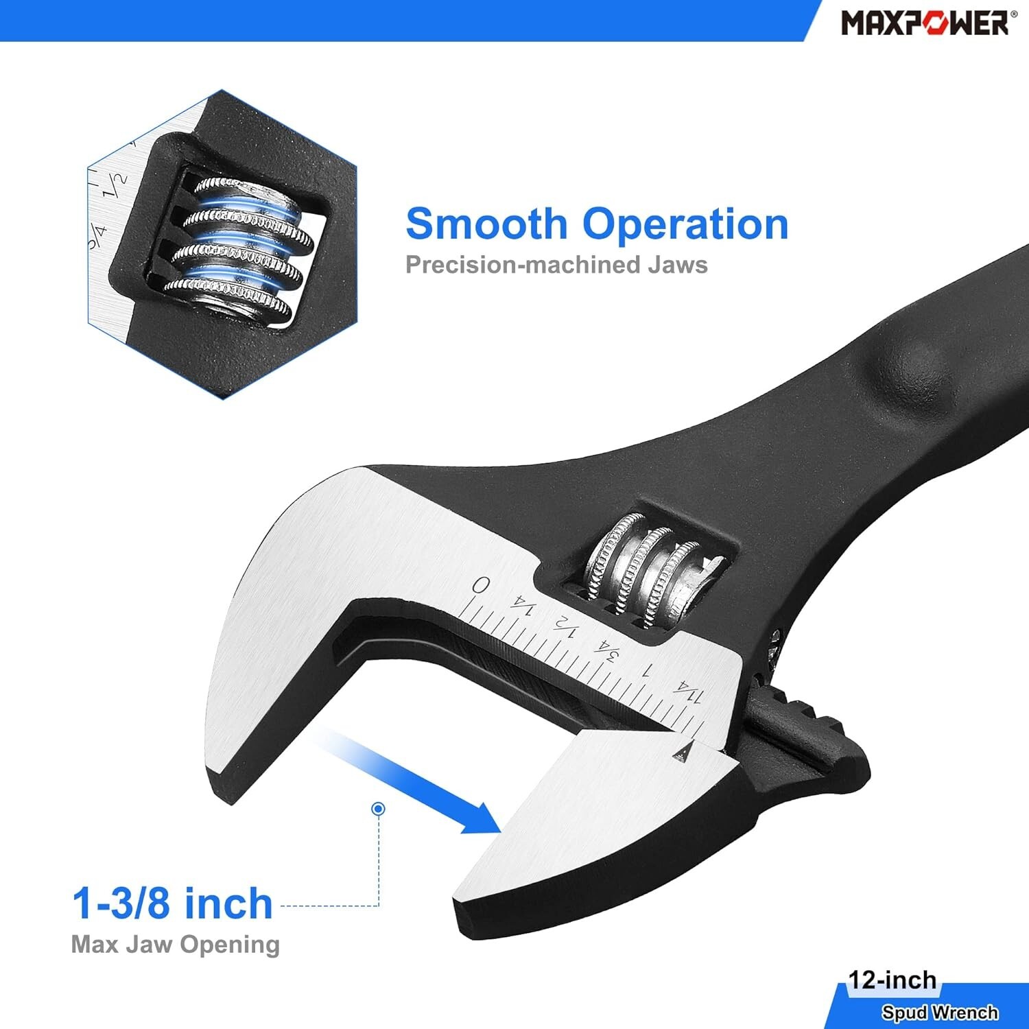 Professional 12″ and 16″ Spud Wrench Duo with Reversible Jaw & Roll Up Bag