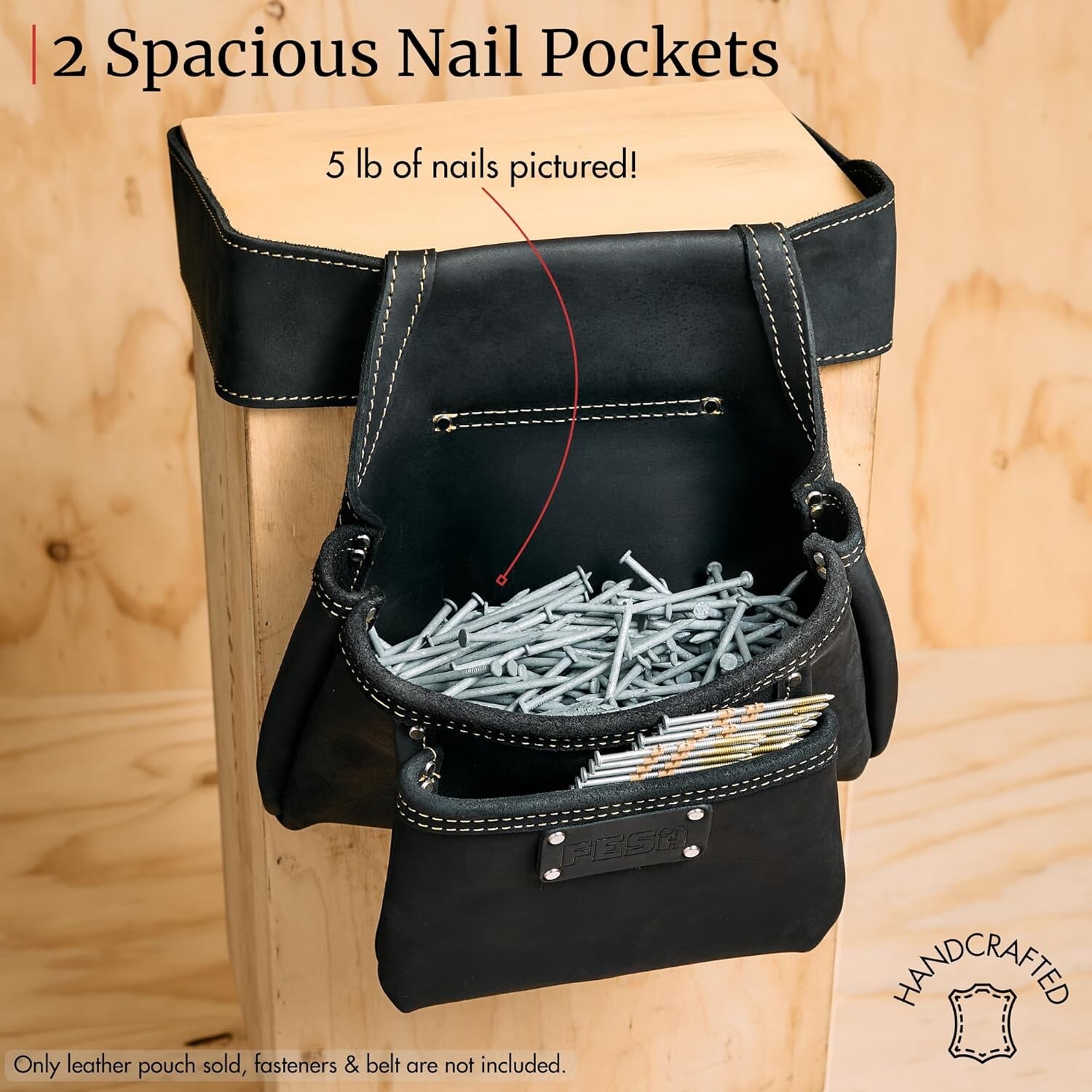 Brand New, Unopened FESA Leather Nail Pouch Attachment – Heavy Top Grain Black