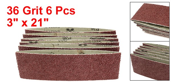 3″ x 18″ Aluminum Oxide Sanding Belt 36 Grits Lapped Joint 6pcs