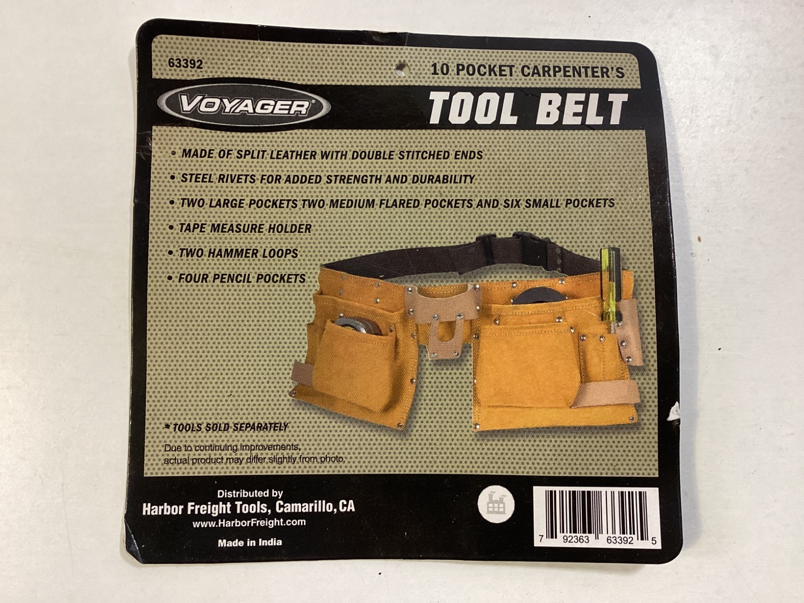 Voyager 10 Pocket Carpenter’s Tool Belt Split Leather Side-Release Buckle