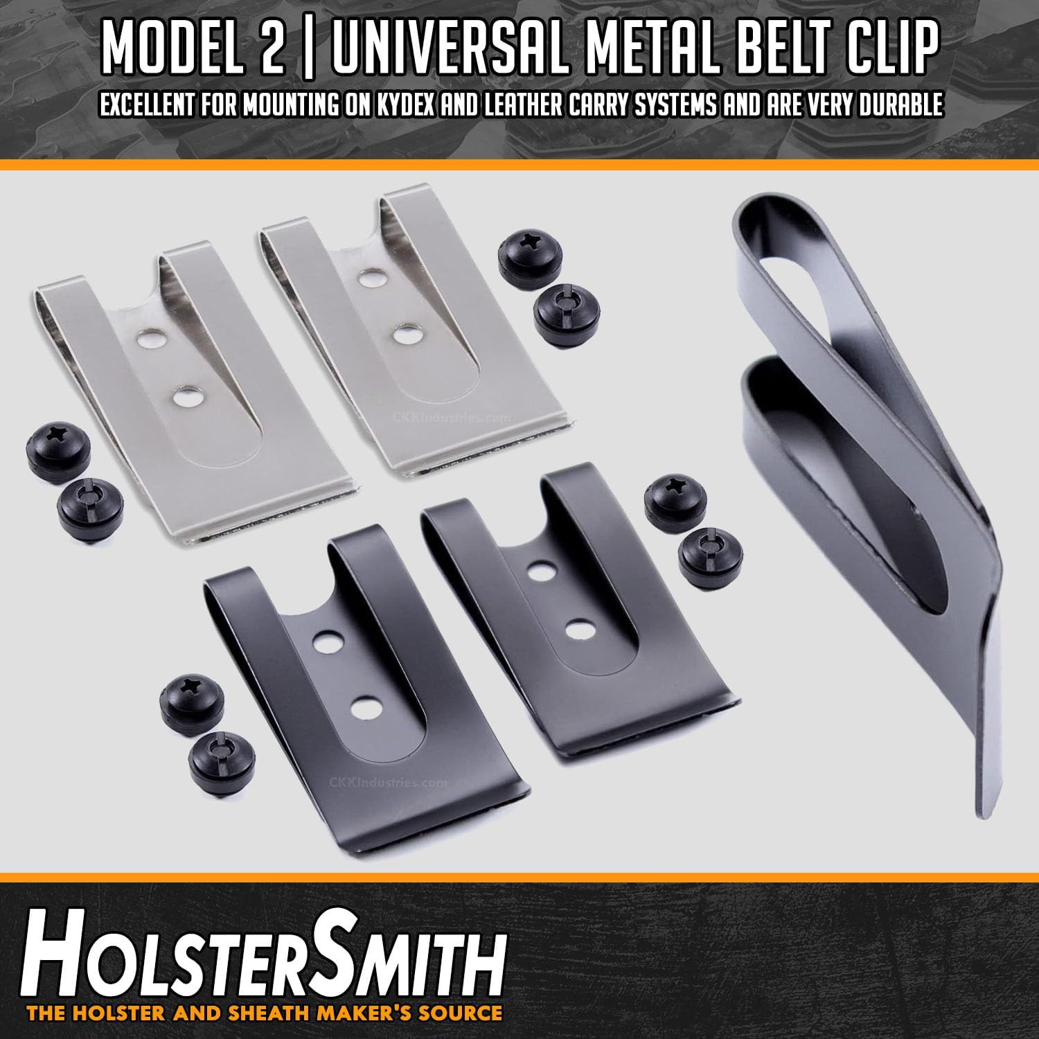 Universal Metal Belt Clip Fits Up to 2 Inch Belts with Mounting Hardware