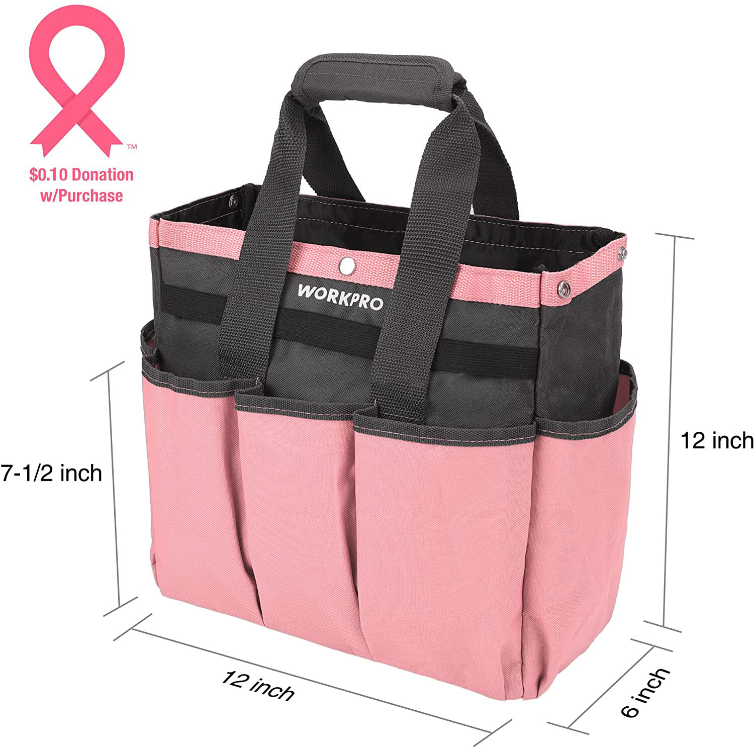WORKPRO Garden Bag Garden Tool Tote Storage Bag w/ 8 Pockets Home Tool Organizer