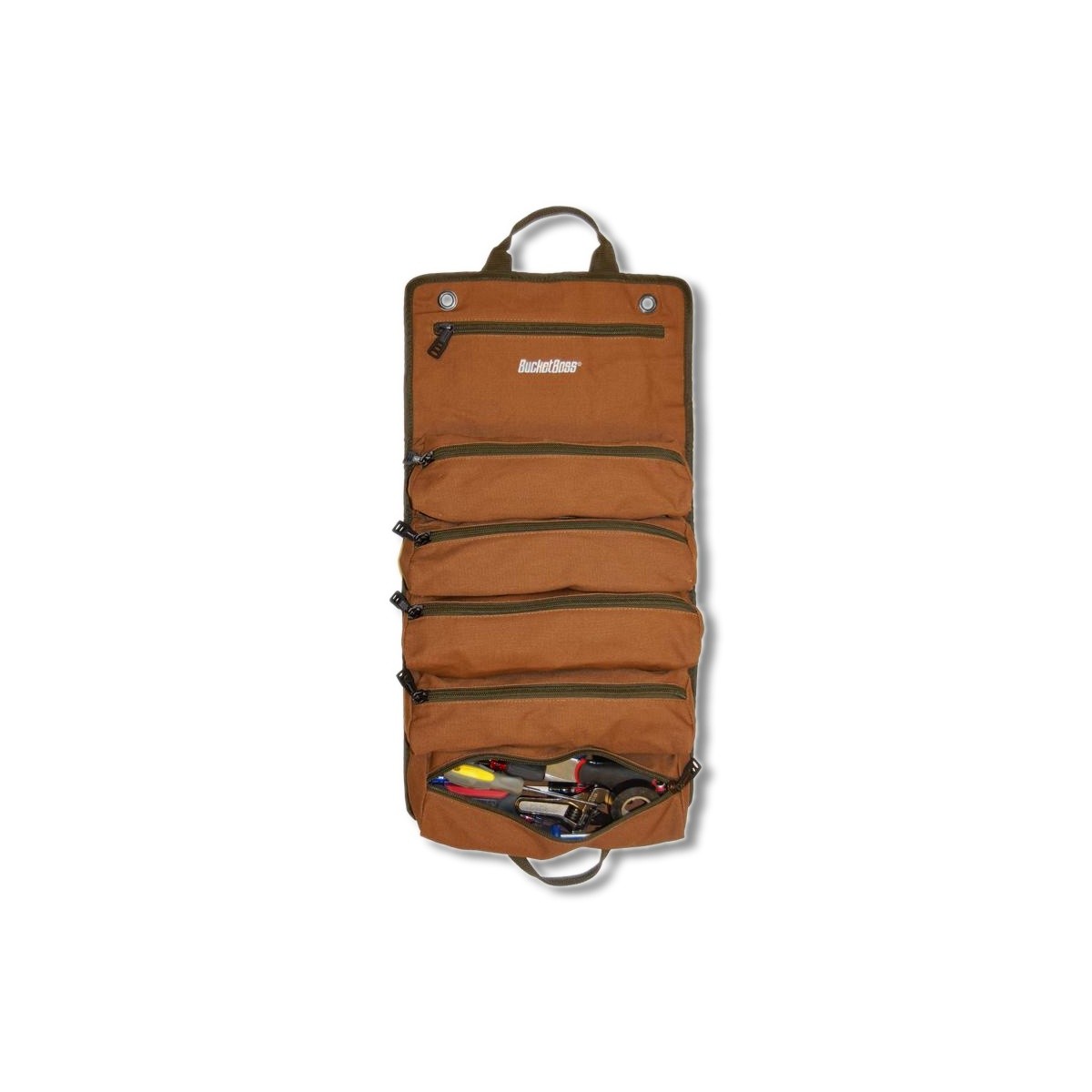 Bucket Boss 6 in Canvas Wrench Roll Up 6 pocket Brown 74004