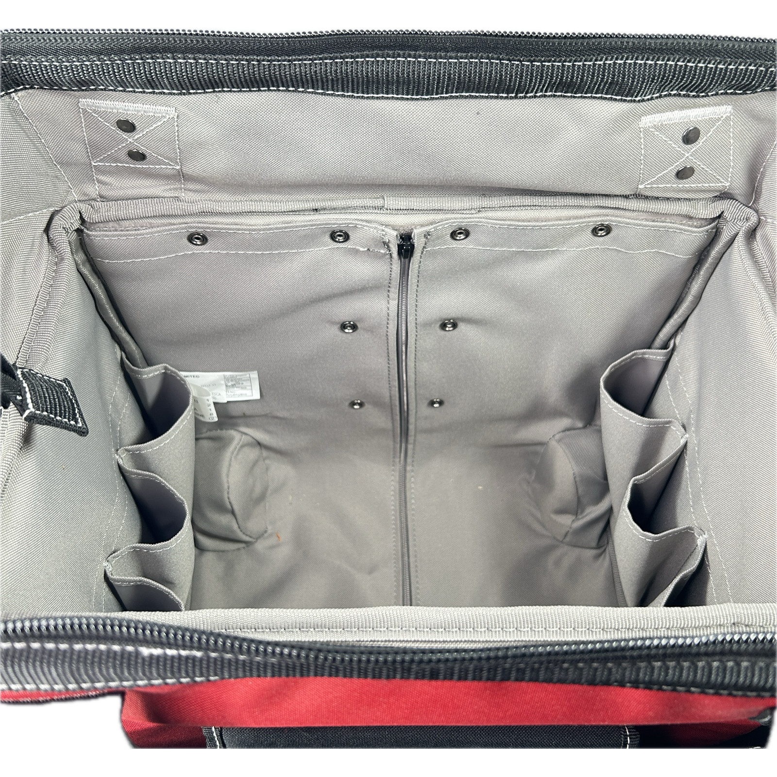 Husky 14 In. Rolling Tool Bag with 13 Pockets Red & Black