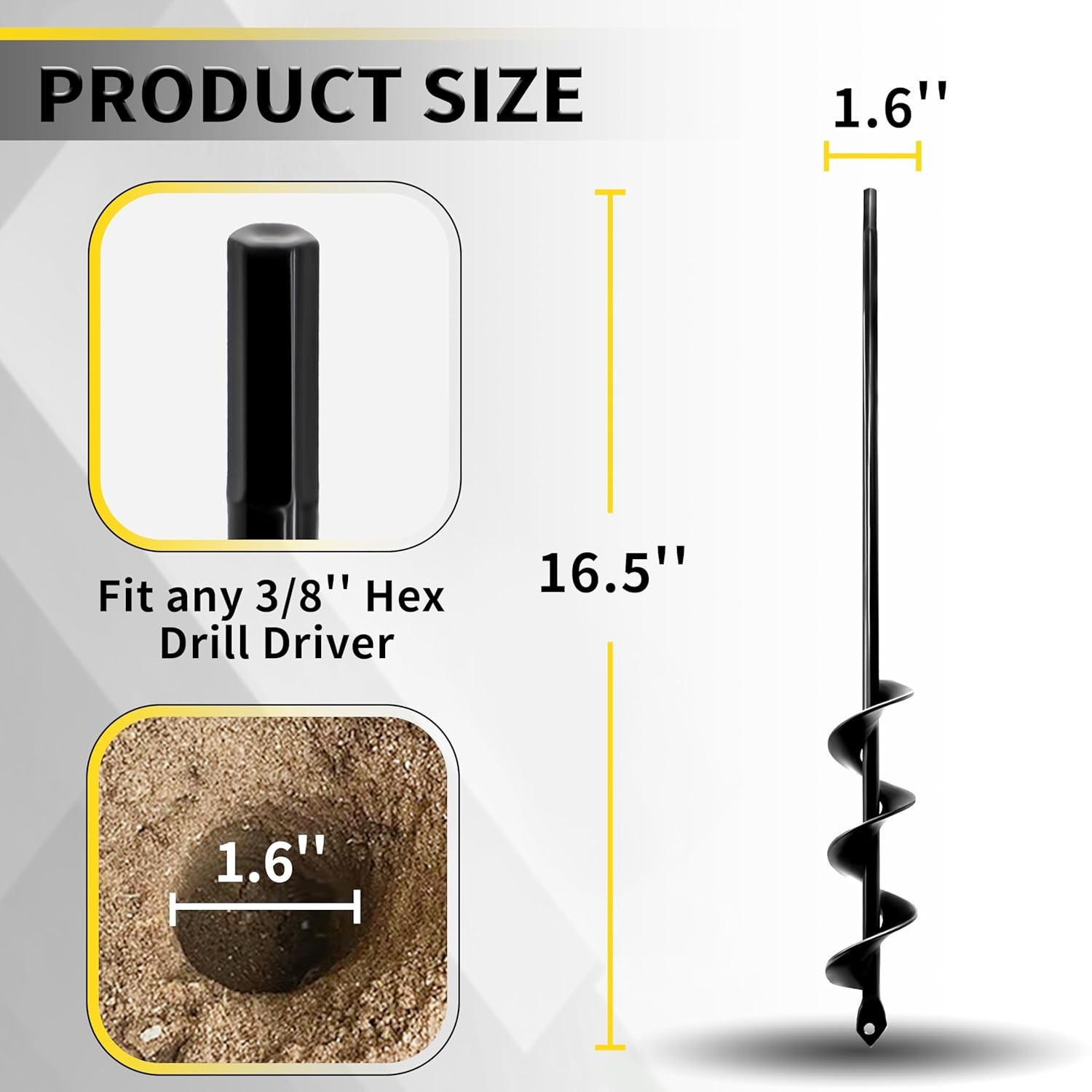 Hex Drive Drill Auger 1.6×16.5 Inch Bulb Planter Planting Tool