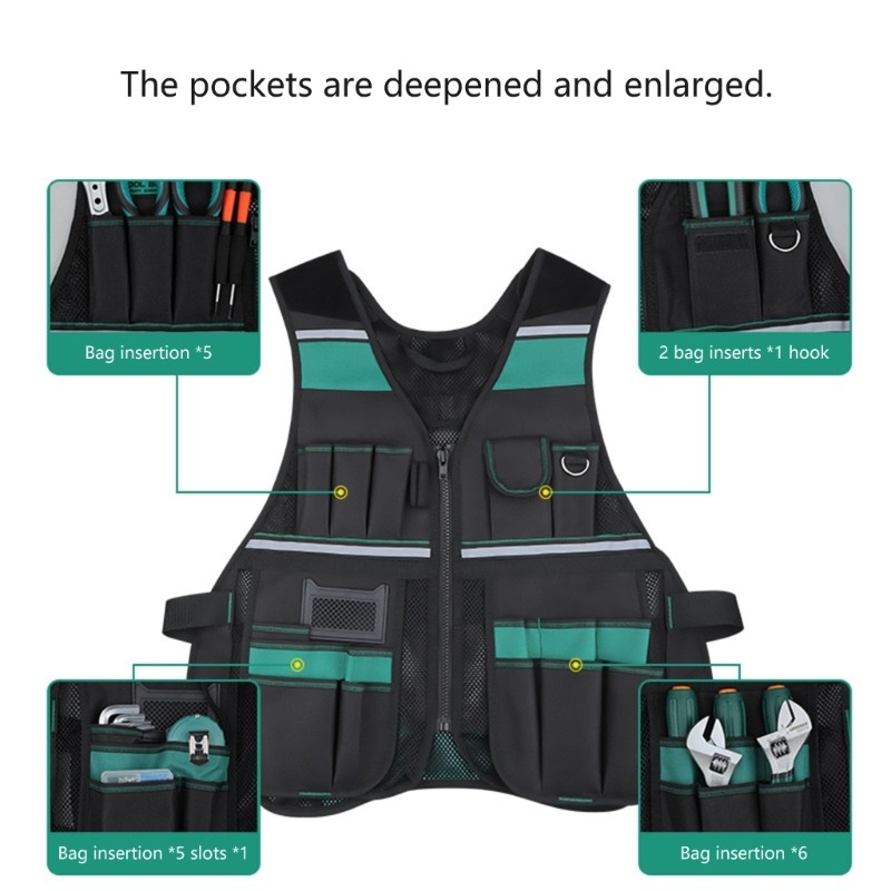 Sturdy Adjustable Workwear Vest For Men With 17 Pockets Ideal For Construction