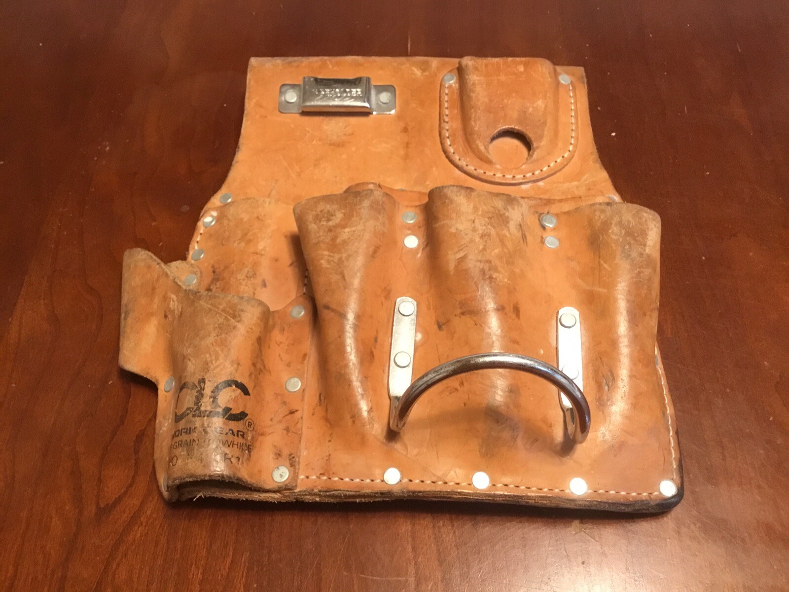 CLC Work Gear Top Grain Leather Tool Belt 7 Pocket Pouch Heavy Duty Used 10.5”