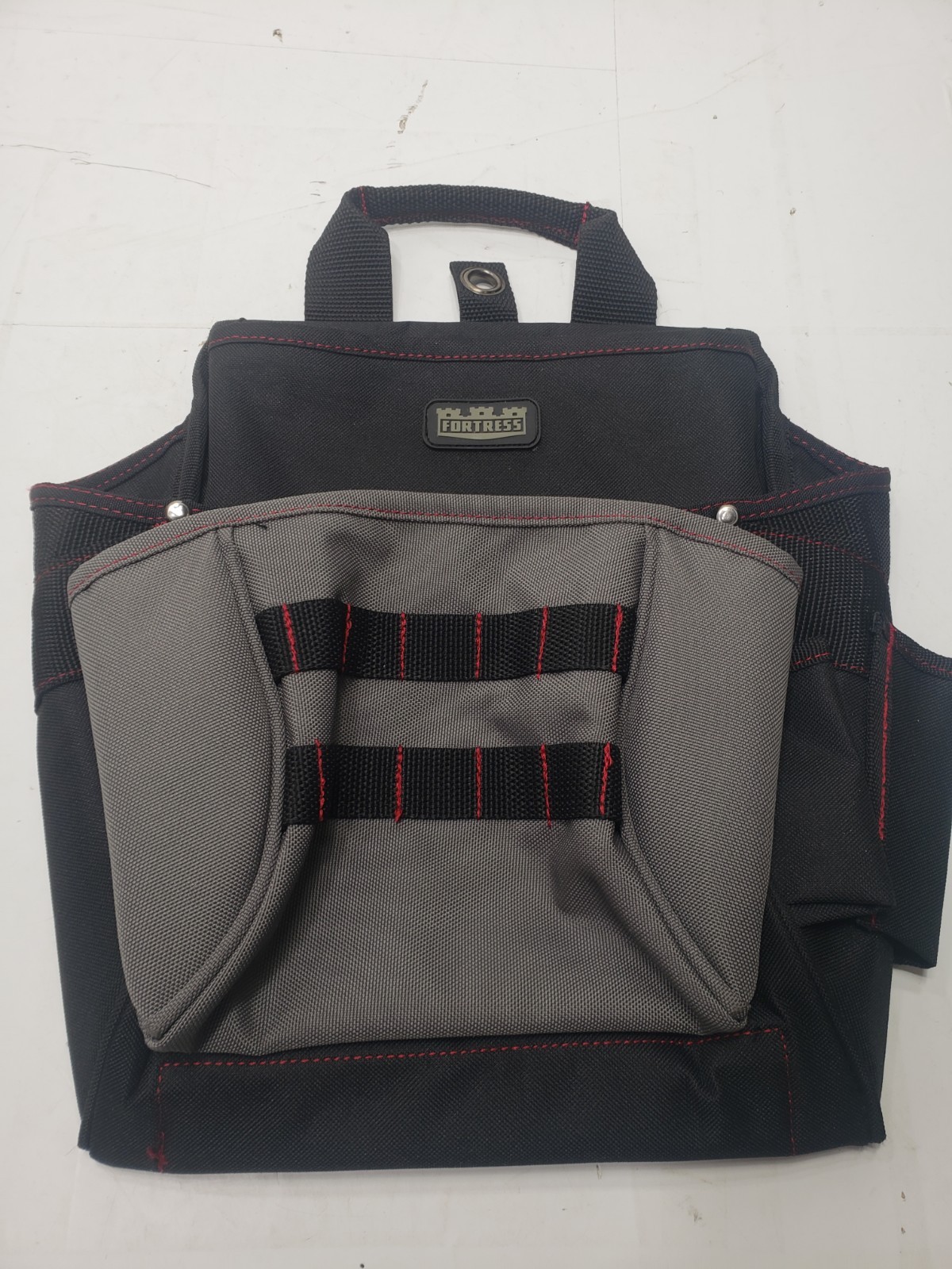 Fortress 13” Black & Grey W/Red Stitching Accents 7 Pocket Tool Pouch NWOT