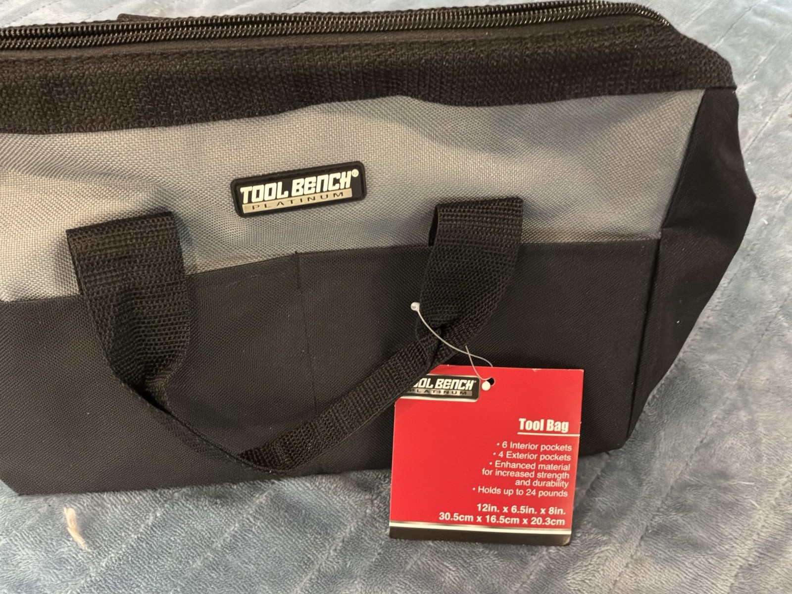 Performax Tool Bag Small Gray Black Soft Sided Zipper Tool Tote Drill Bag