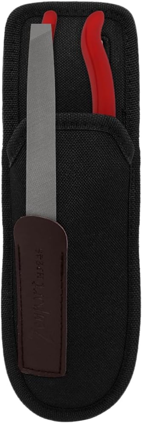 Tool Pouch with Sharpener Pocket Two Compartments Black Fabric for Professionals
