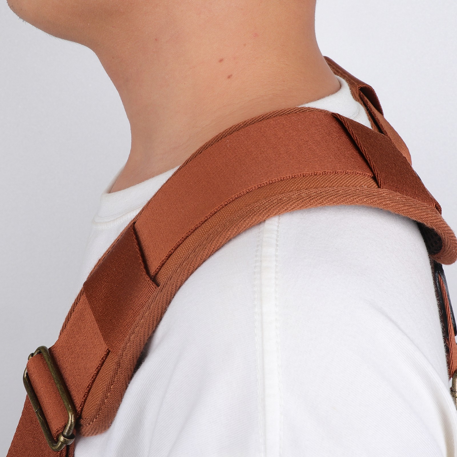 TOURBON Adjusted Tool Belt Suspenders- Leather Cross Patch-Padded Shoulder Strap