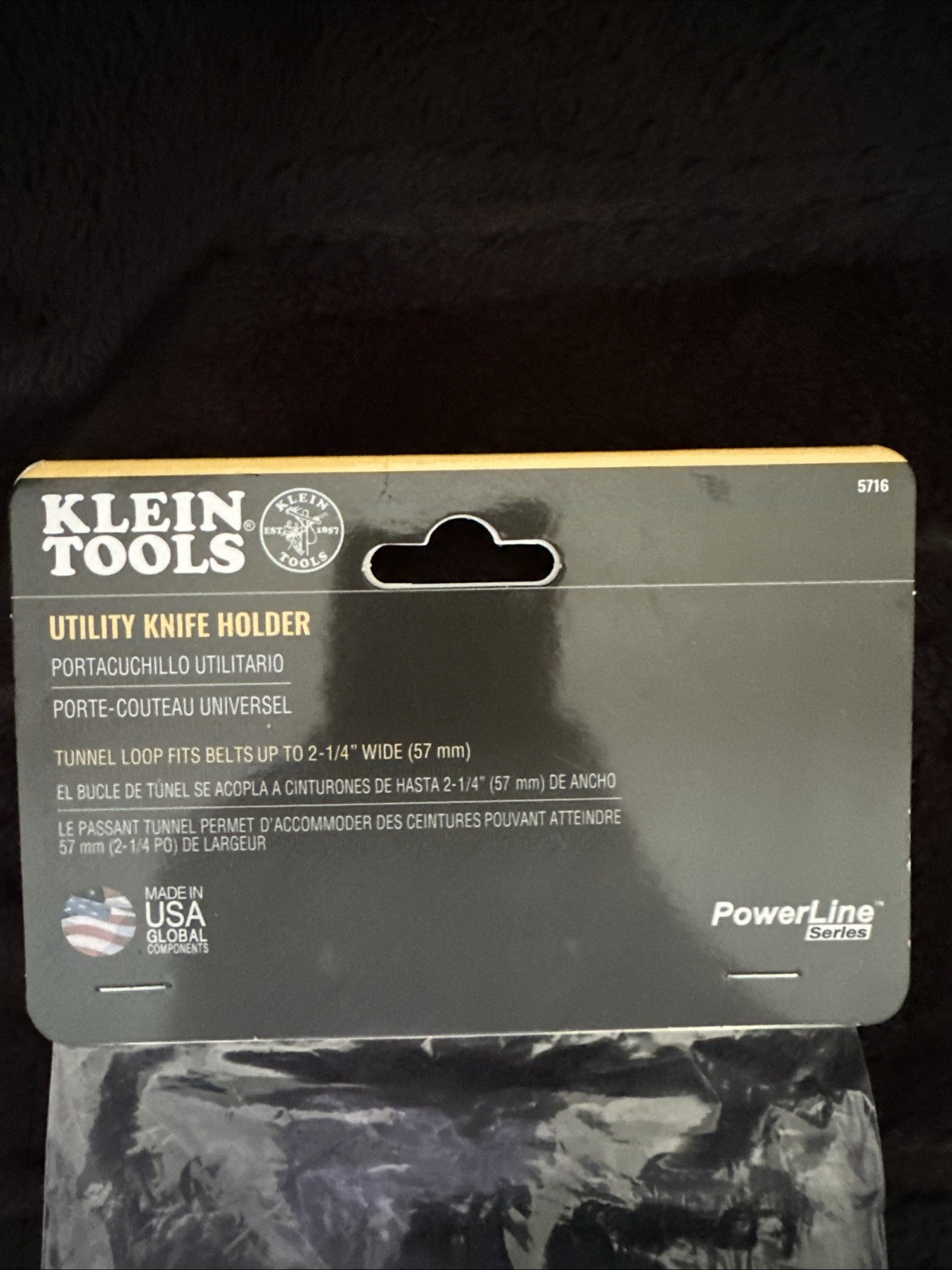 Klein Tools 5716 PowerLine Black Nylon Utility Knife Holder New Sealed