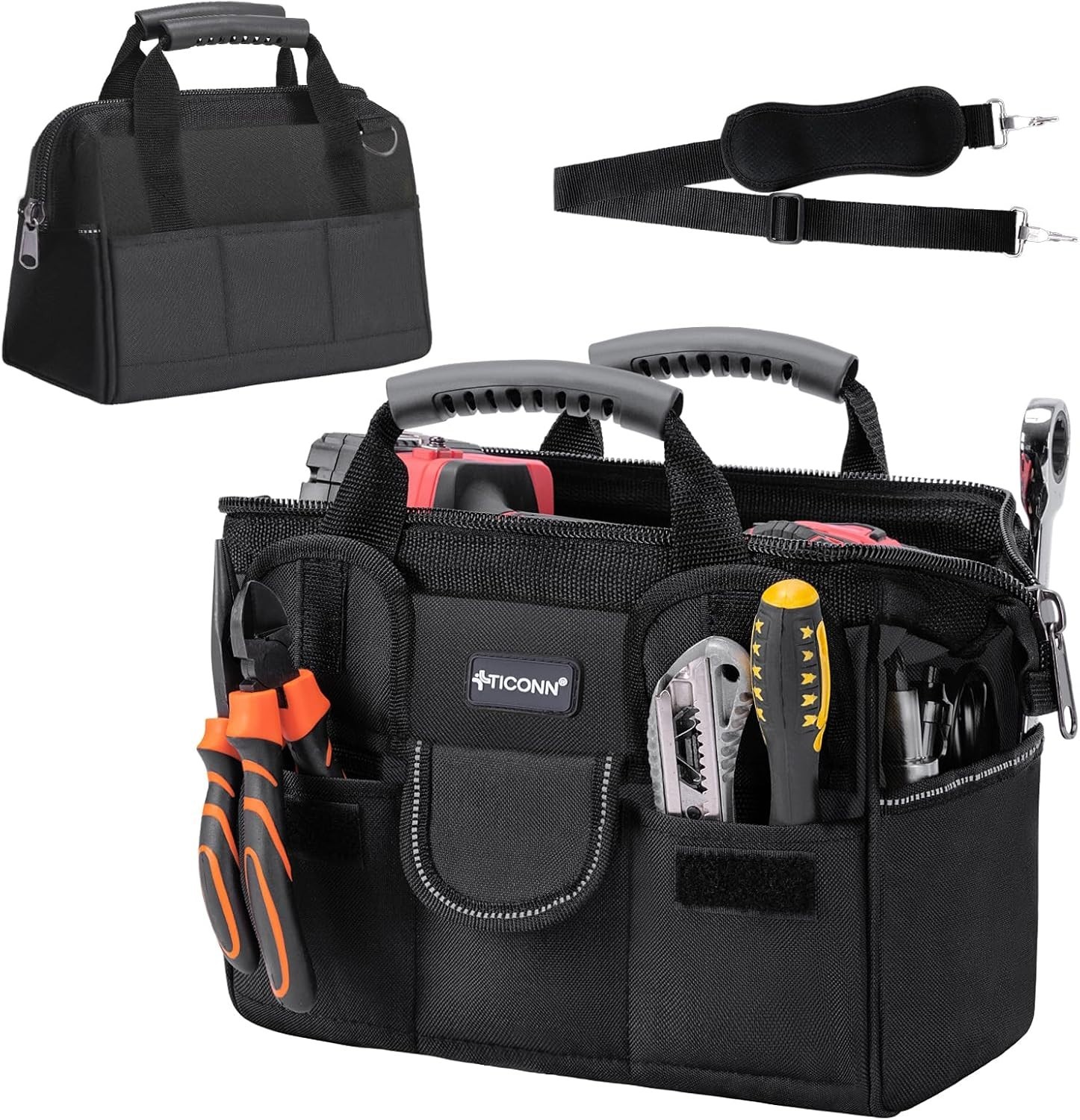 Heavy-Duty 600D Oxford Fabric Tool Bag with Reflective Strips, 100 kg Capacity