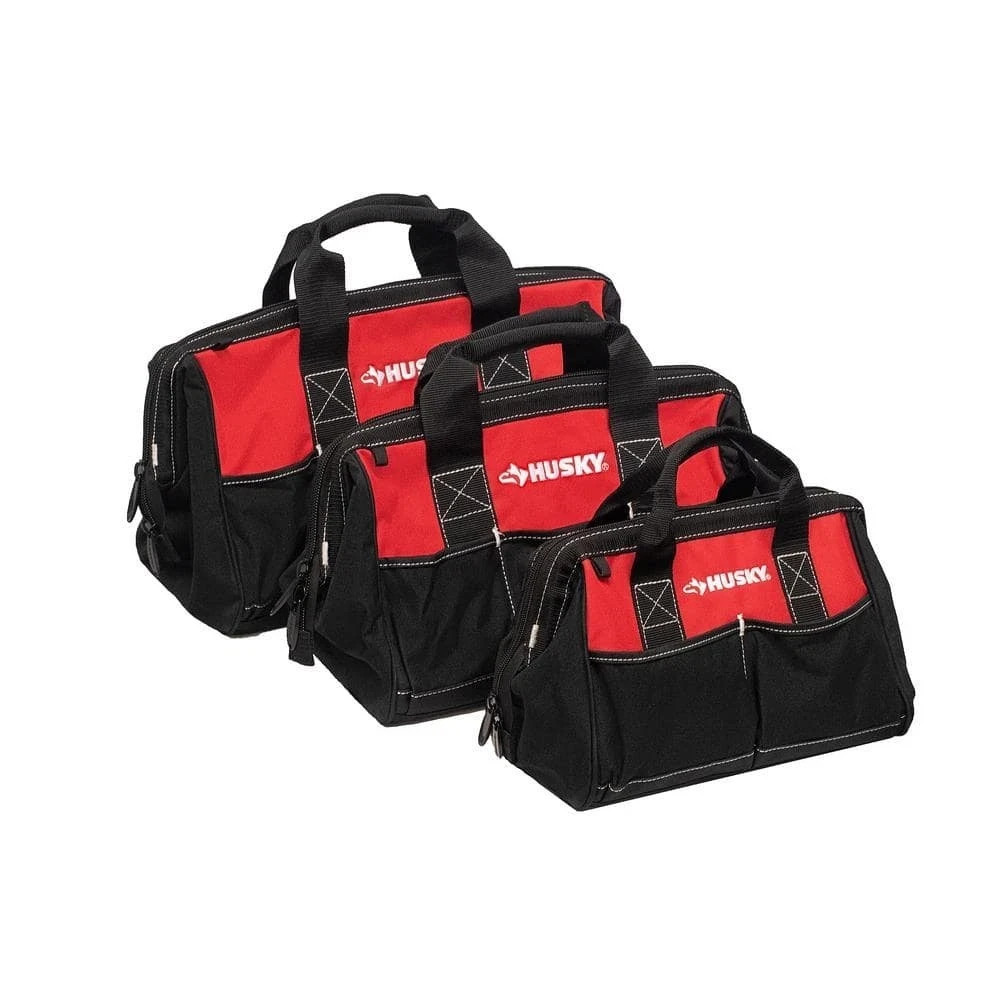 Husky 3-Piece 18 in. 15 in. 12 in. Tool Bag Combo with Water Resistant Fabric