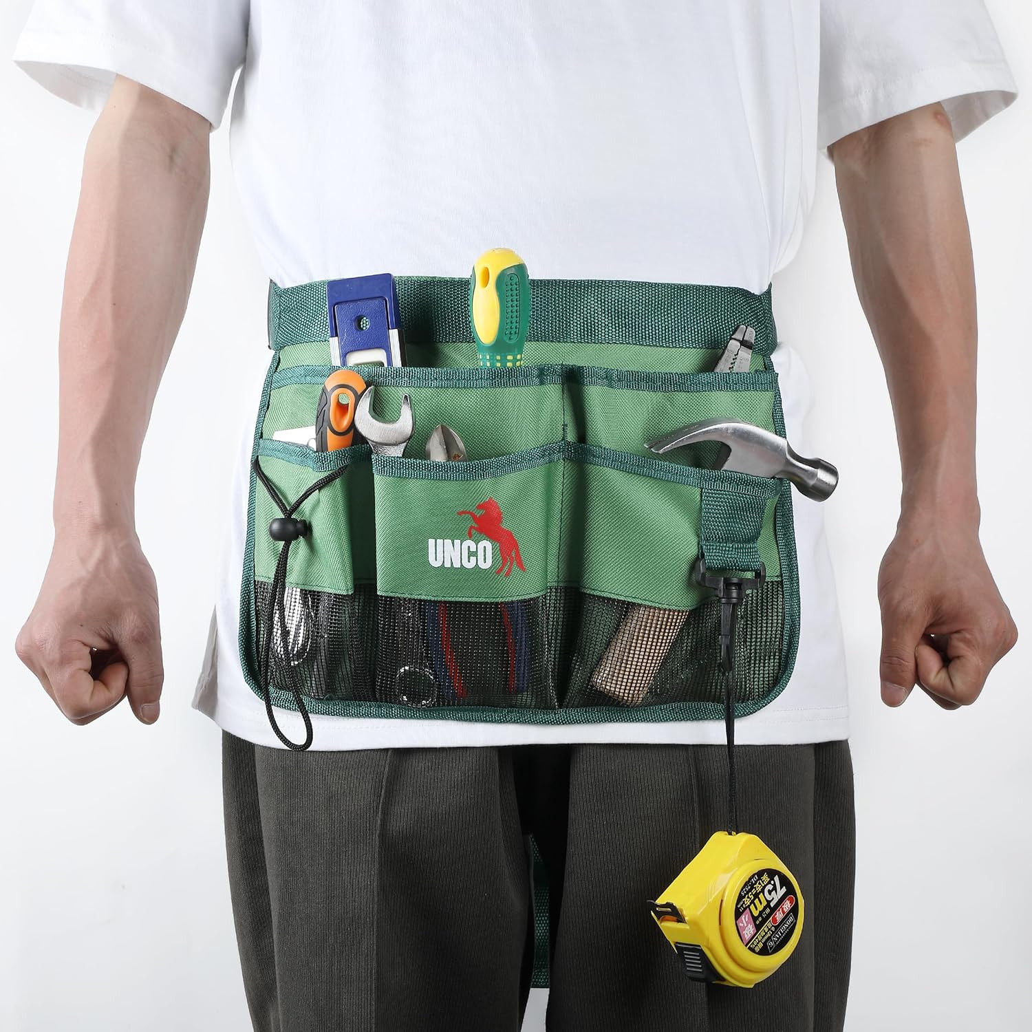 – Adjustable Gardening Belt, Green, 7 Pockets, Wear, Cut and Water Resistant, Ga