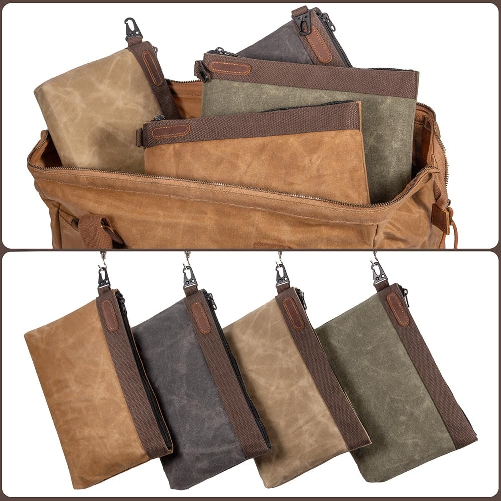 Hamks Waxed Canvas Tool Pouches 4 Multi-color (Green, Khaki, Gray,Brown )