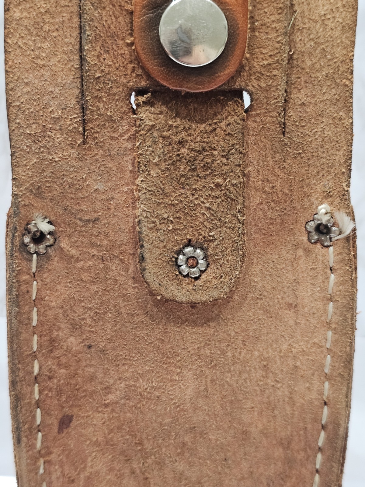 Vintage Tool Holster Cowhide Leather Nicholas No 419 Brown USA Button For Belt