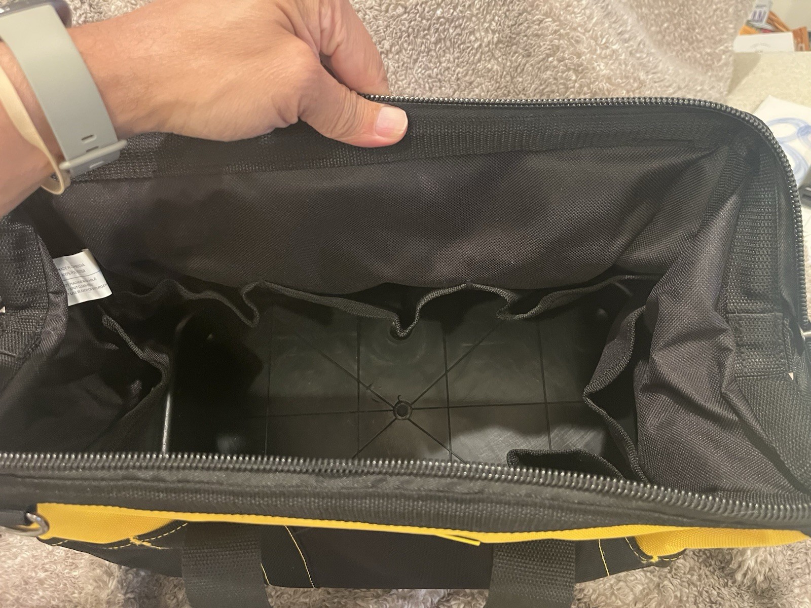 Olympia Tools 18-Inch Heavy Duty Tool Bag w/ Hard Plastic Bottom Yellow/Black