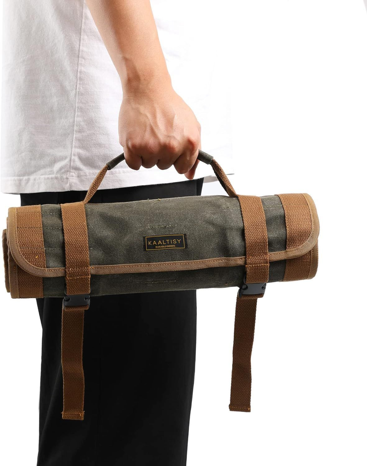 Canvas Tool Roll, 23 Pockets Case, Heavy Duty 16oz Army Green & Khaki