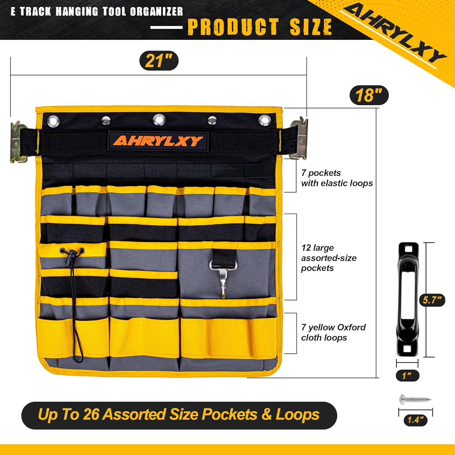 2 Pack E-Track Tool Organizer – Wall Mount Pocket Holder for Garage & Workshop
