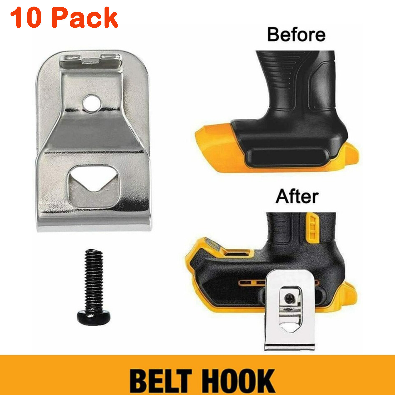 10PCS Belt Clip Hooks w/Screw for Dewalt 20V&Ridgid 18V Drill Impact Driver Tool