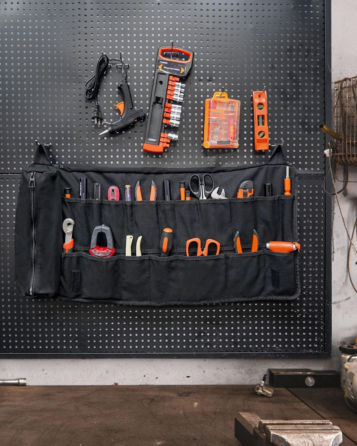 Tool Roll for Men, Heavy Duty Tool Roll Bag Organizer, Roll up Tool Pouch with 2