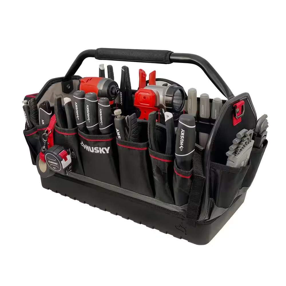 Husky Heavy-Duty 20 in. 31 Pockets PRO All-Trade Tool Bag Tote