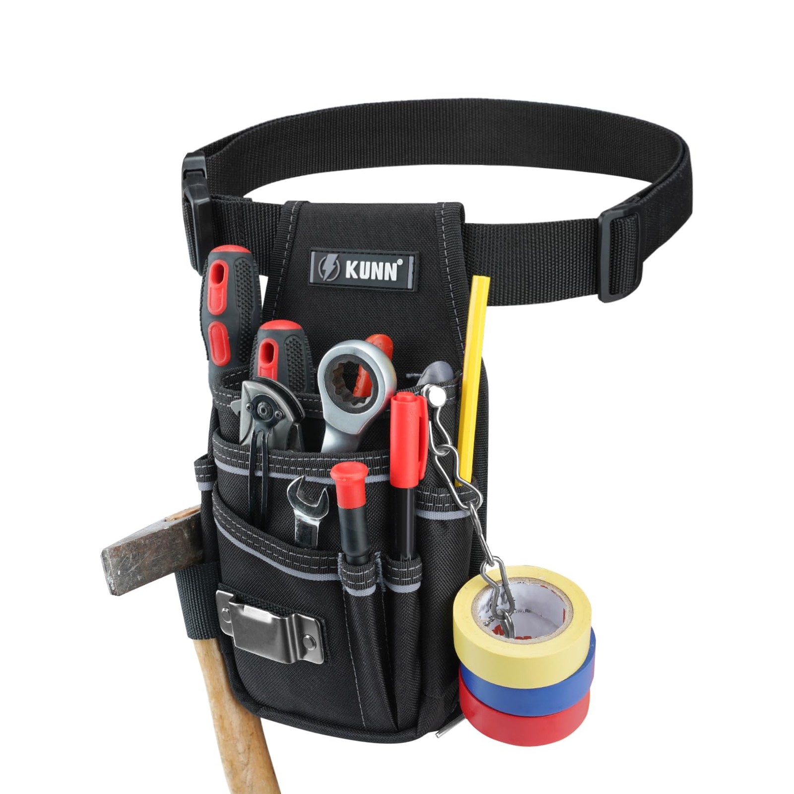 Tool Pouch,7-Pocket Electrician Pouch with Belt Clip,Tool Loop,Tape Thong and…