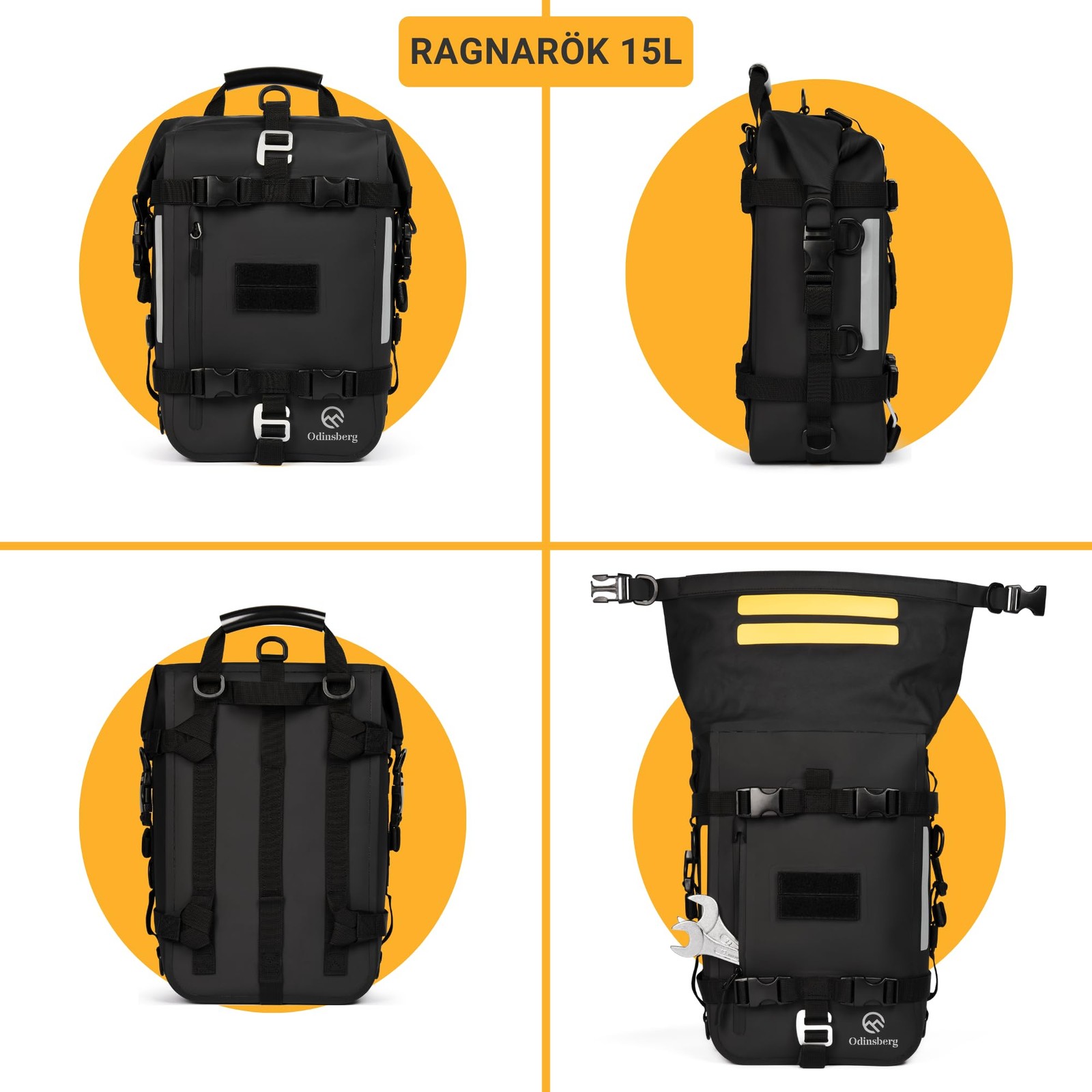 15L 100% Waterproof Motorcycle Tail Bag – All in one Dry Bag Saddlebag Pannie…