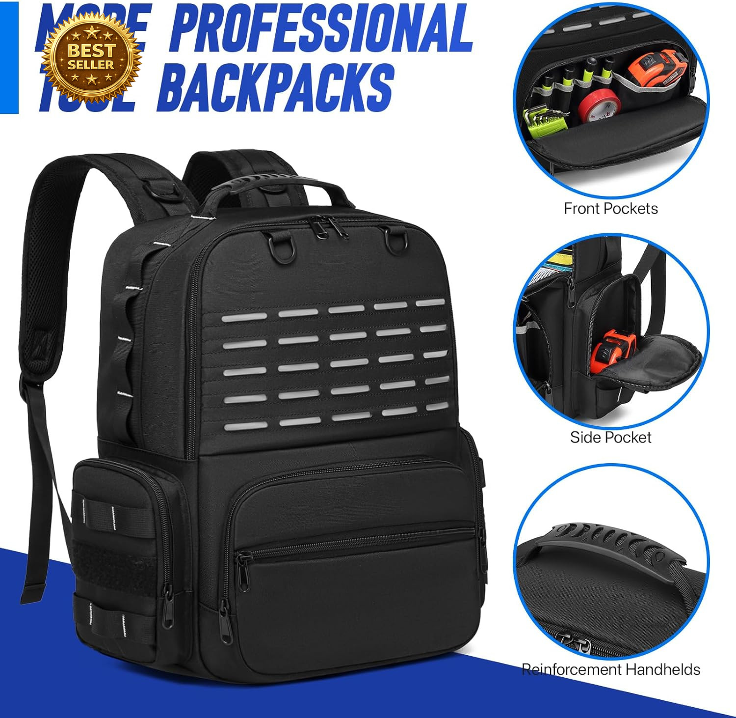 Heavy Duty Tool Backpack Organizer Bag Electrician Construction Storage