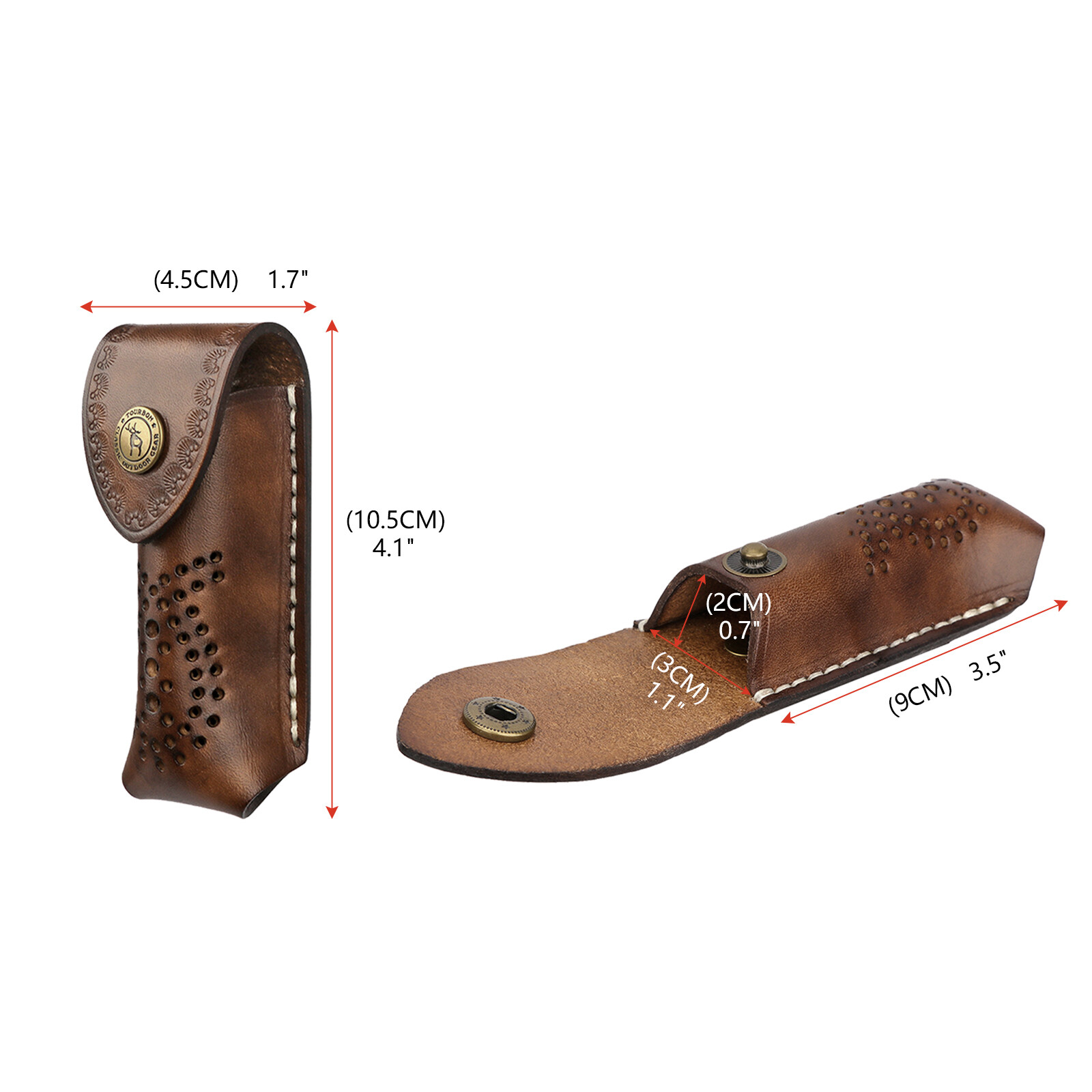 Tourbon Handmake Leather Folding Knife Pliers Sheath Tool Carry Belt Pouch Cover