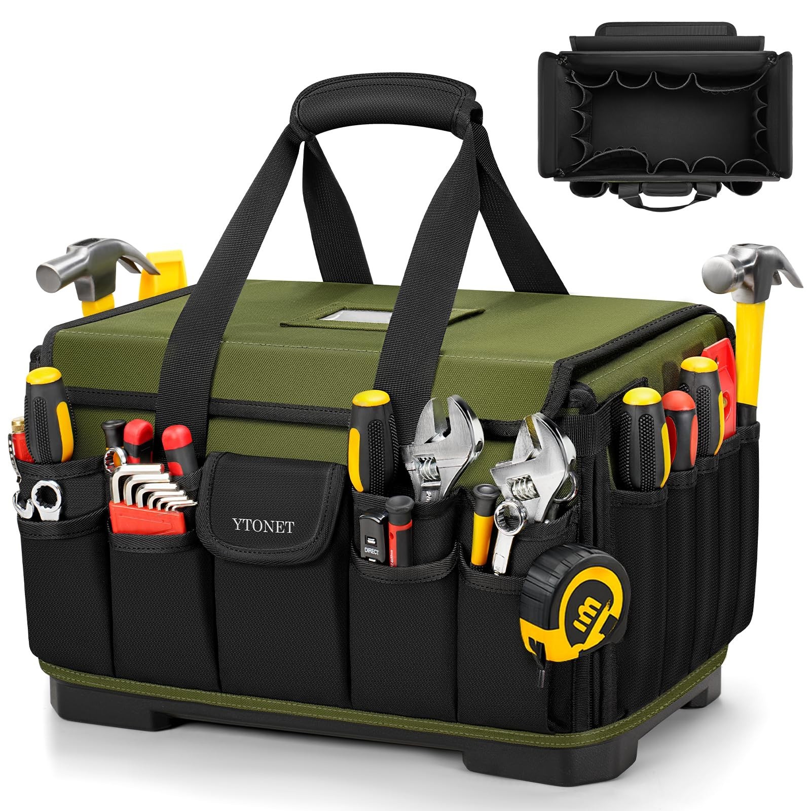Heavy Duty 16″ Tool Bag with 46 Pockets, Waterproof & Tear-Proof Organizer for E