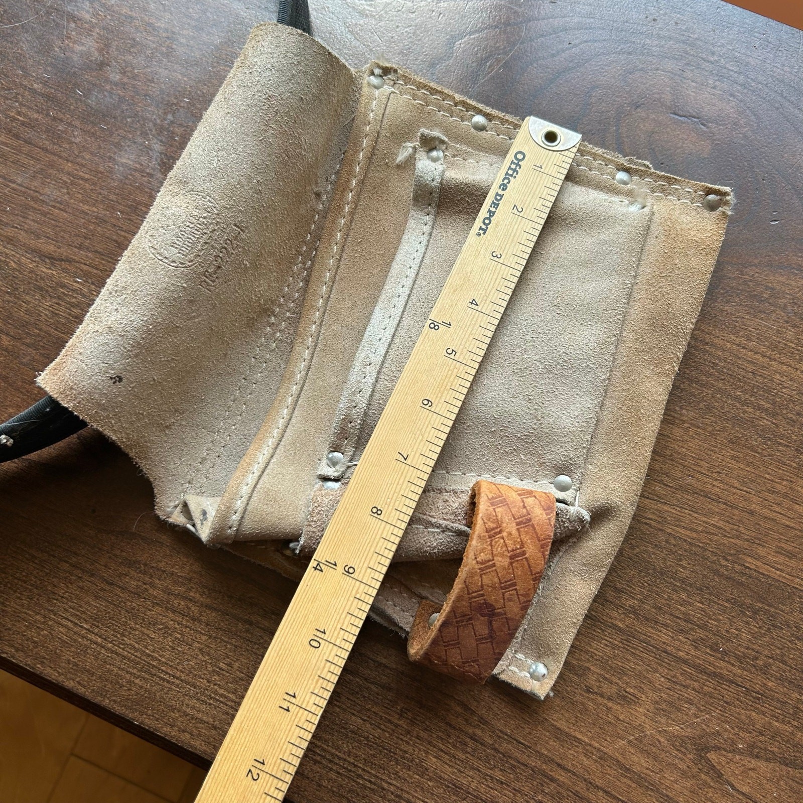 Rooster Tough Nail And Tool Bag Belt Tooled Suede Leather Hide & Velcro belt