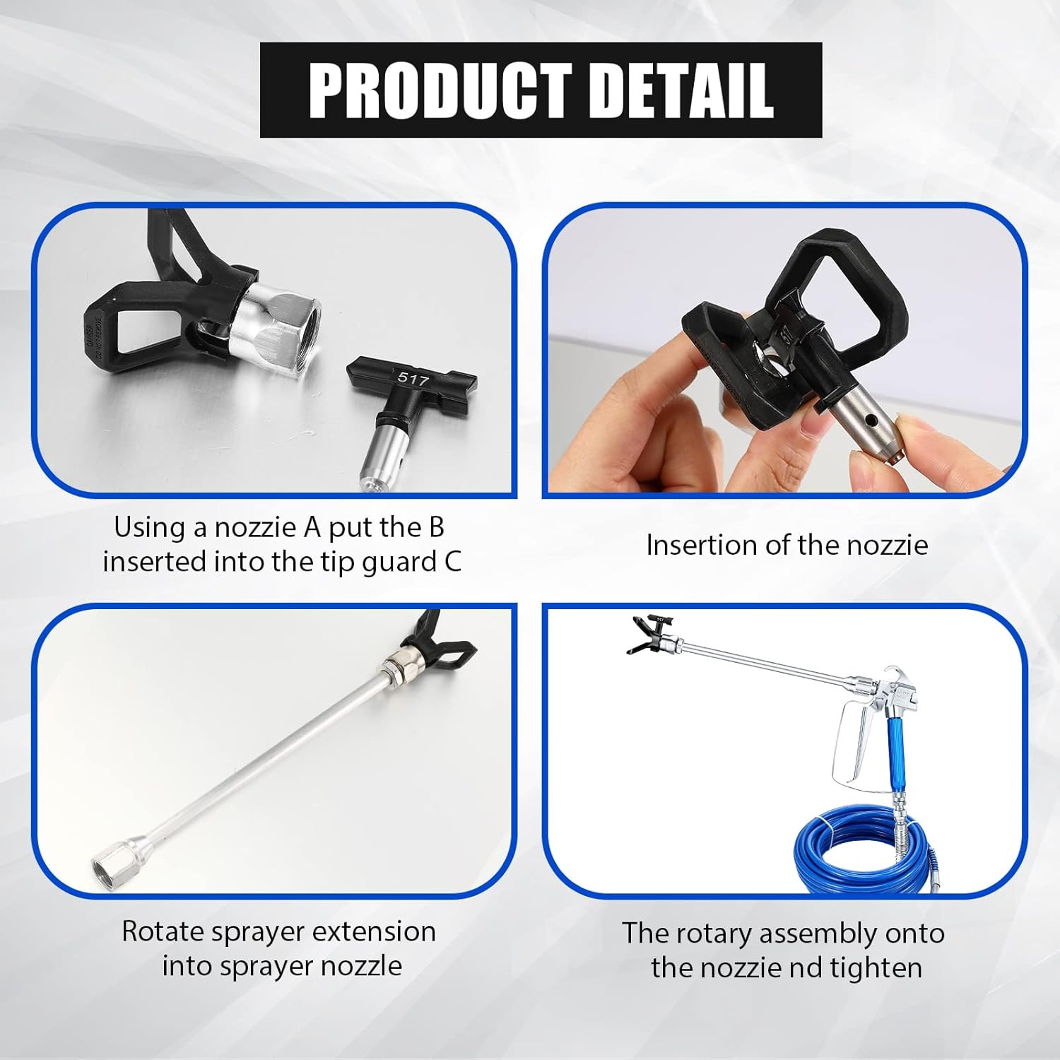 16 Pieces Paint Sprayer Hose Set, Airless Paint Sprayer Hose Kit with Spray Gun