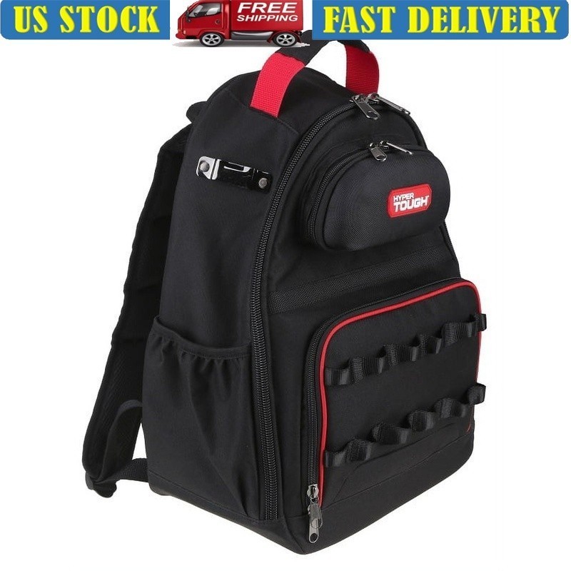 Portable Tool Backpack 20 Pockets 20 Loops Zippered Case Padded Straps Hard Feet