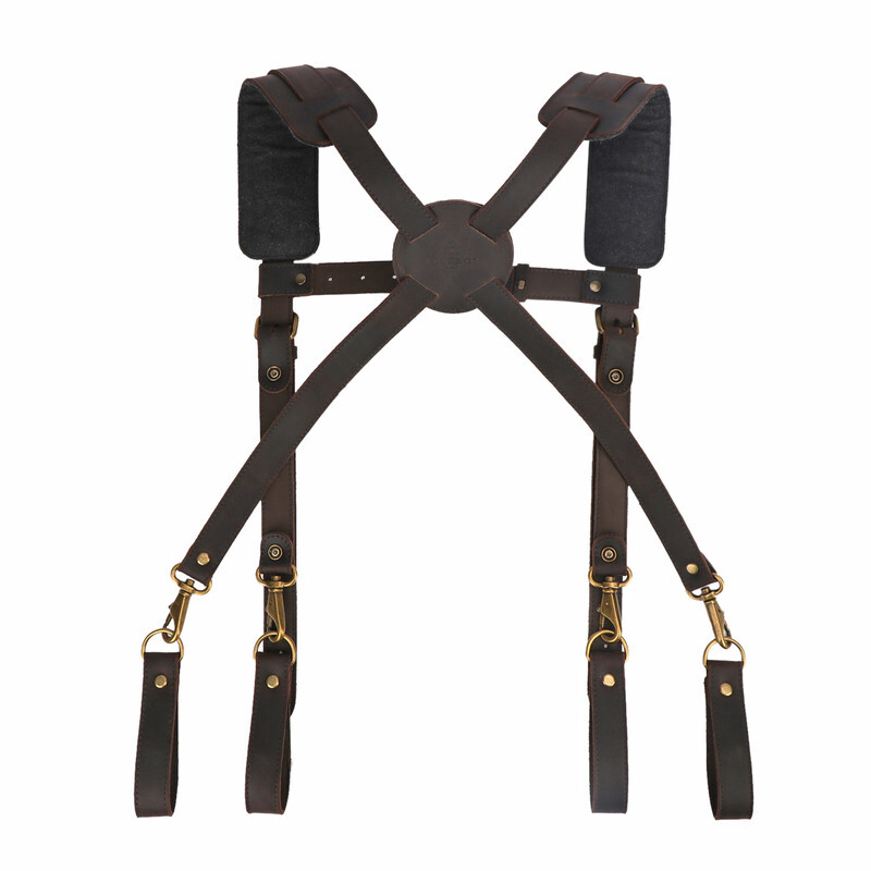 TOURBON Leather Heavy Duty Tool Carry Chest Strap Suspenders Carpenter Hamess US