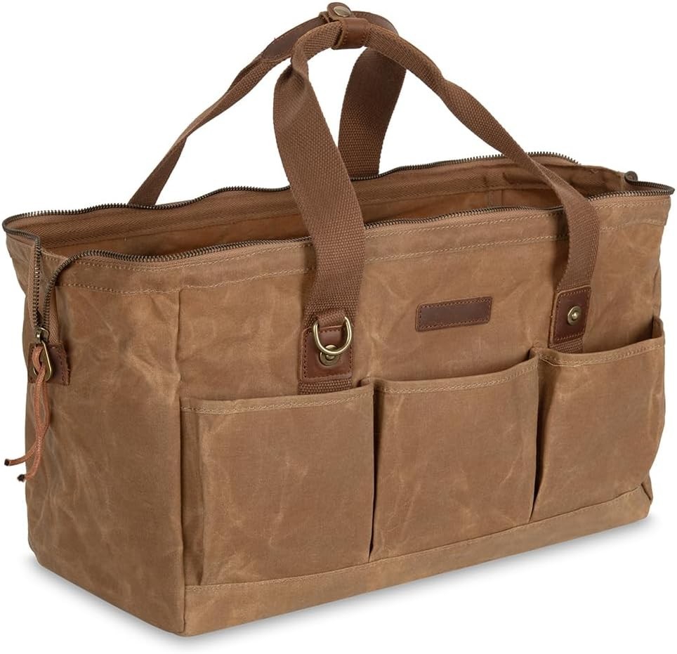 Heavy Duty 18-Inch Tool Bag with 12 Pockets, Large Zippered Tool Organizer, P…