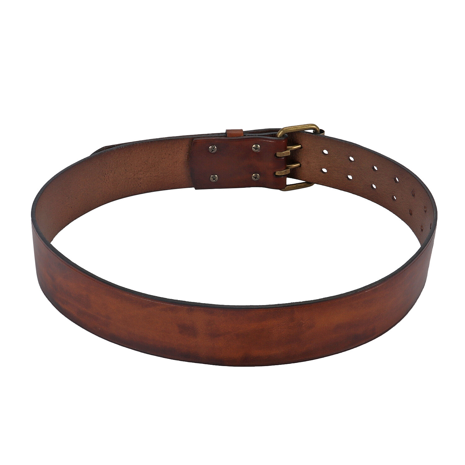 TOURBON Leather Tool Carrying Work Belt 2in Wide Rig Belt Double Roller Buckle