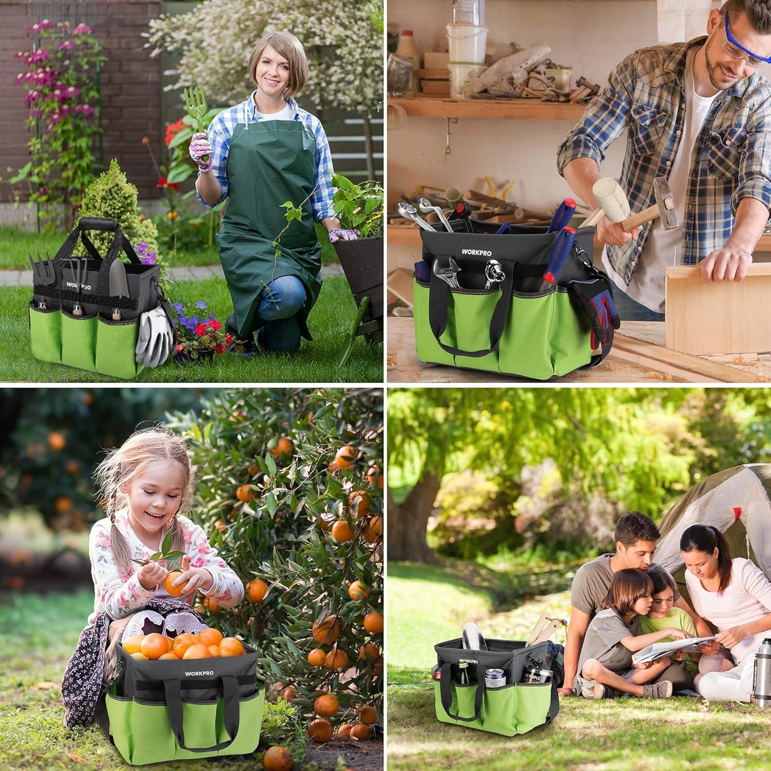 Garden Tool Bag Organizer, Heavy Duty Gardening Tote Bag with 10 Pockets and …