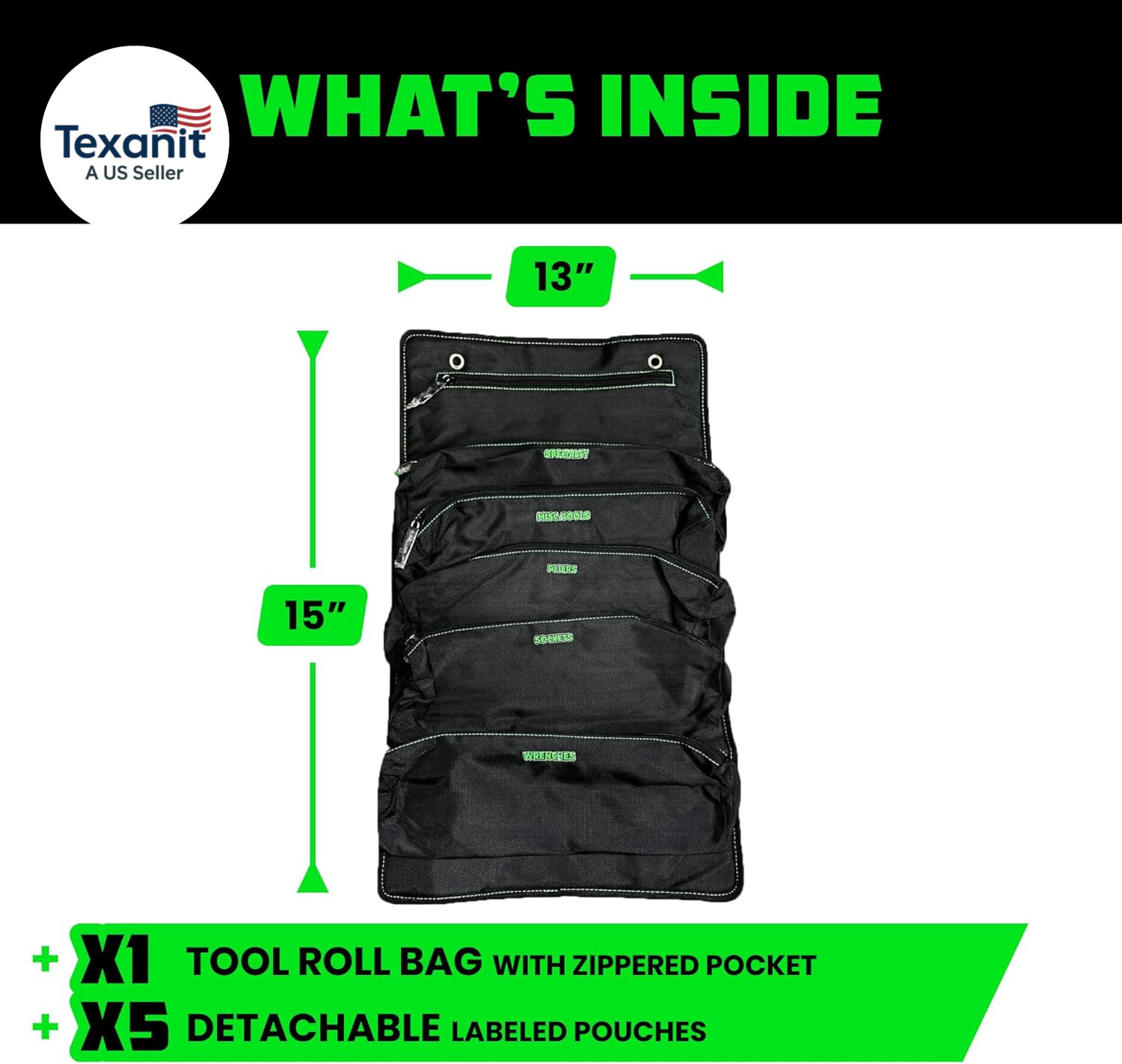 Tool Bag Roll – Heavy Duty Canvas Organizer Pouch for Tools – Ultimate Travel To