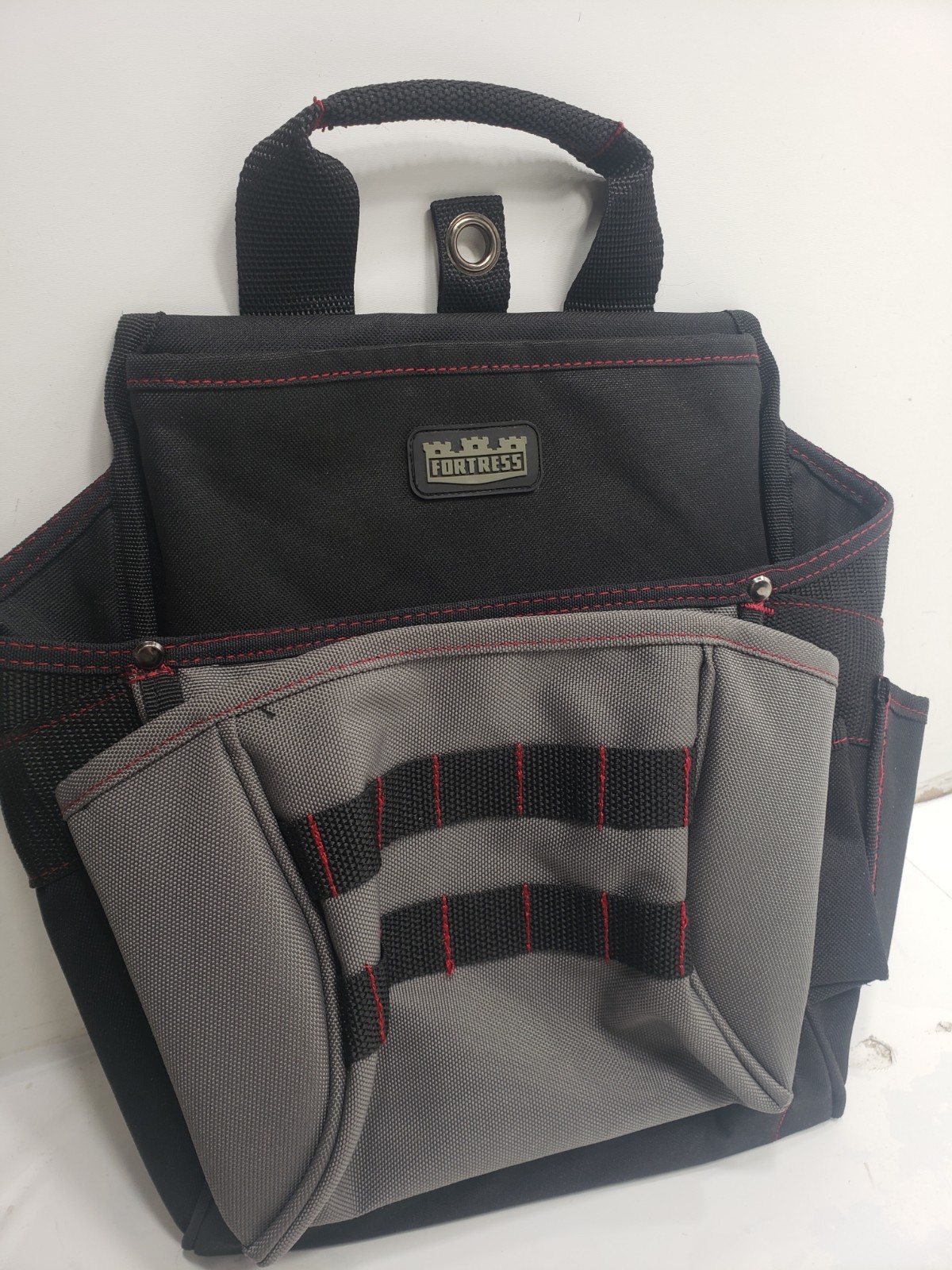 Fortress 13” Black & Grey W/Red Stitching Accents 7 Pocket Tool Pouch NWOT