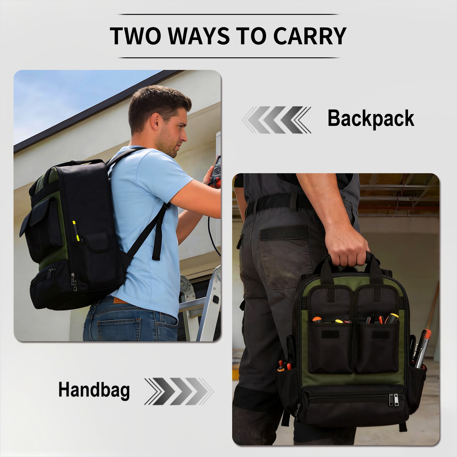 8 Gallon 18 Inch Tool Backpack Waterproof Electrician Bag Oxford Laptop Storage