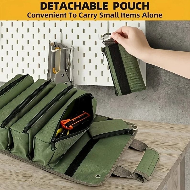 Heavy Duty Roll Up Tool Bag Oxford Fabric Multi Tool Organizer for Mechanics
