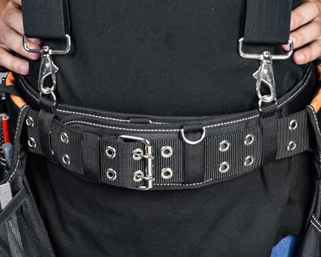 3-Inch Padded Tool Work Belt 1680D Ballistic Tool Belt with 6 Suspenders Ring