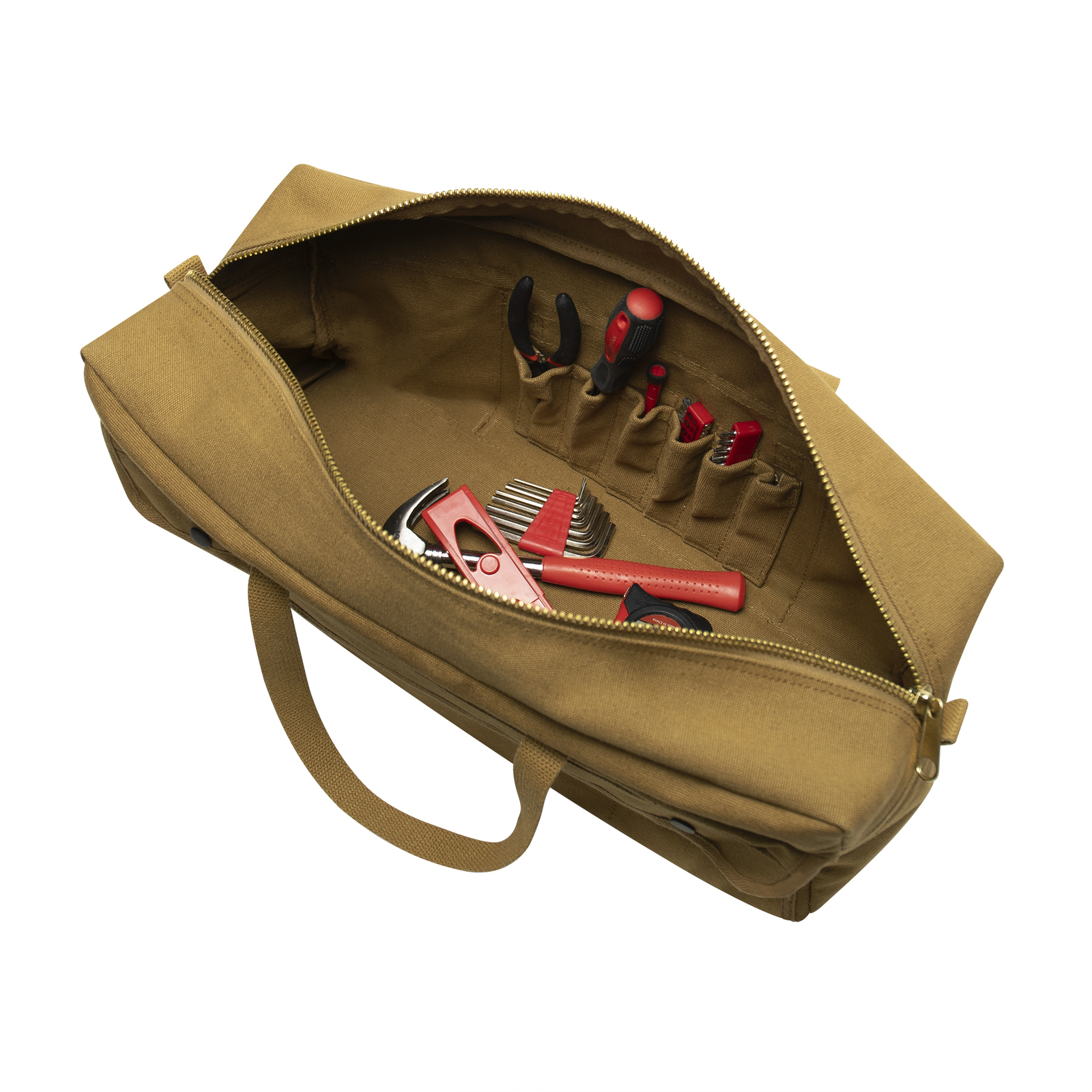 Coyote Brown Military Style Heavy Duty Canvas Tool Bag w/ Brass Zipper 19″X9″X6″