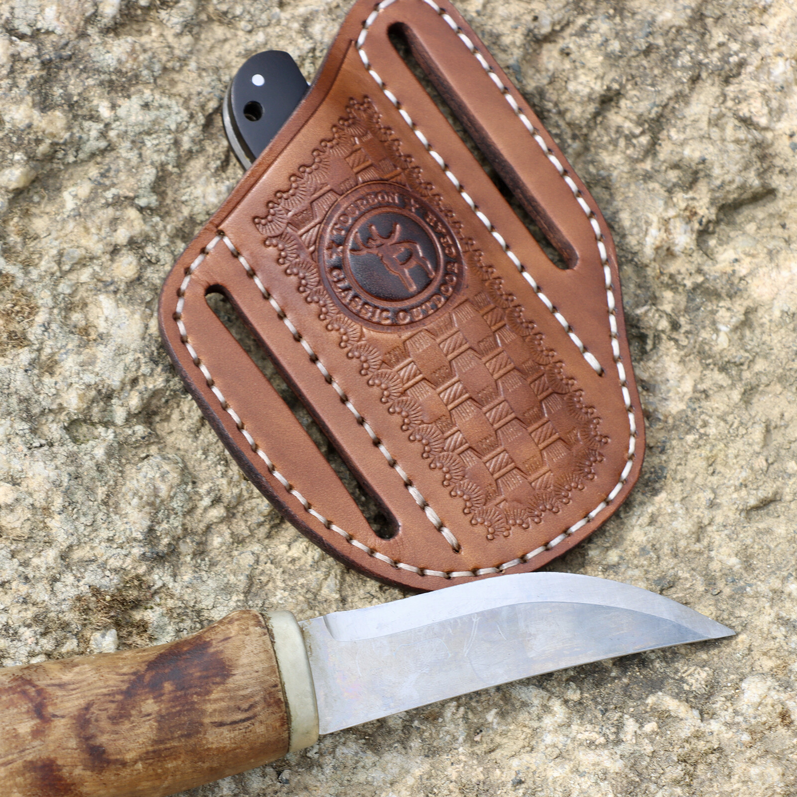 Leather Folding Knife Sheath Belt Pouch EDC Pocket Tool Holder Camping-Clearance