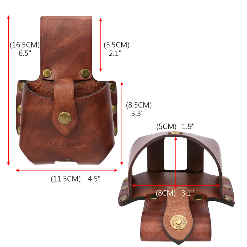 TOURBON Leather Tape Measuring Holder Case Tool Carrier Belt Holster Pouch